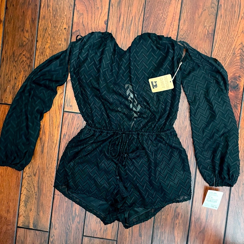 NWT Cotton Candy LA Black Off Shoulder Romper